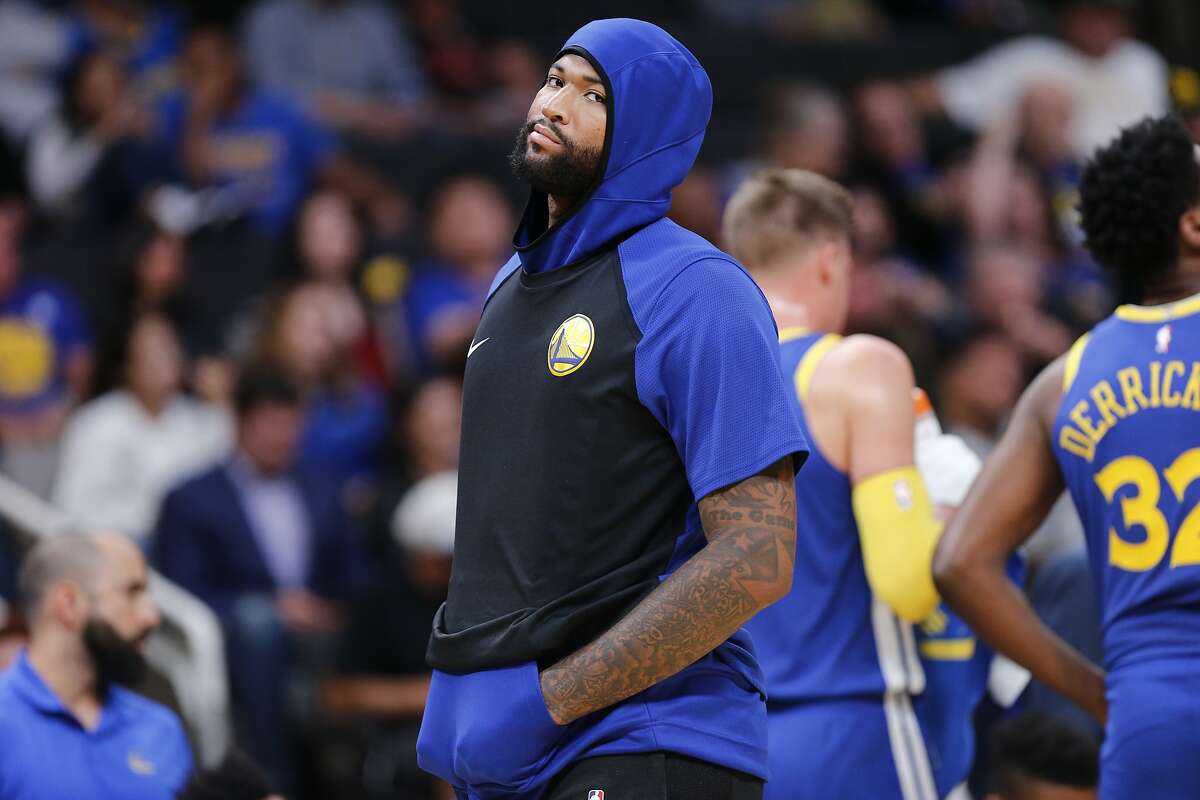 Golden State Warriors center DeMarcus Cousins (0) during the second half of an NBA preseason game at SAP Center on Friday, Oct. 12, 2018, in San Jose, Calif.