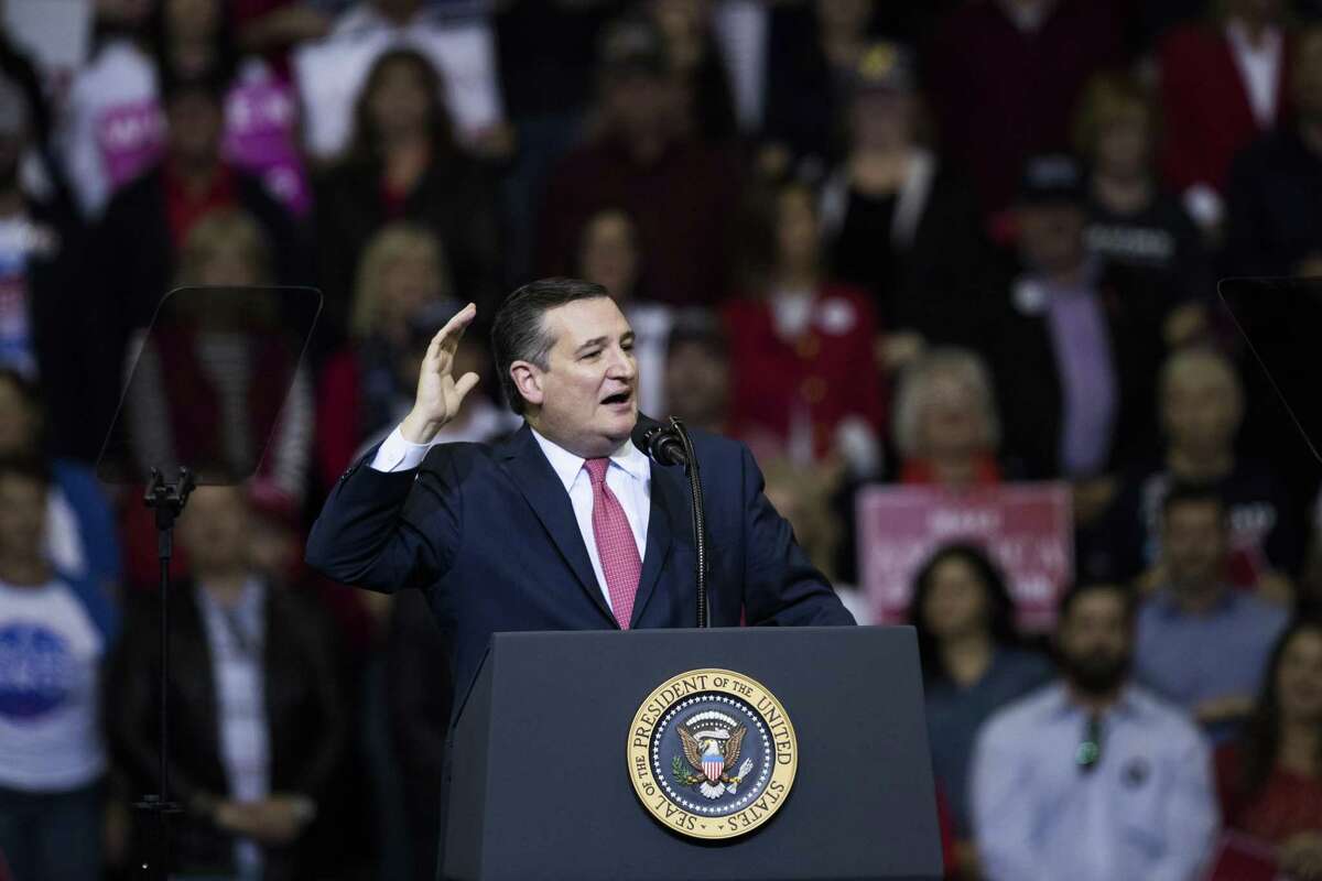 Senator Ted Cruz speaks to the supporters during a MAGA Rally at the Toyota Center, Monday, Oct. 22, 2018, in Houston.