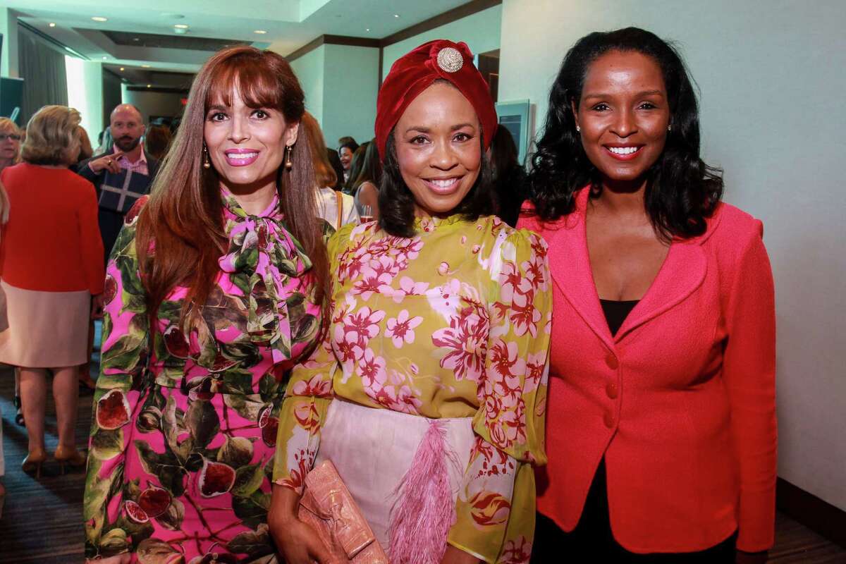 Karina Barbieri, from left, Gina Gaston and Winell Herron at the Razzle Dazzle, Memorial Hermann's annual breast cancer luncheon.