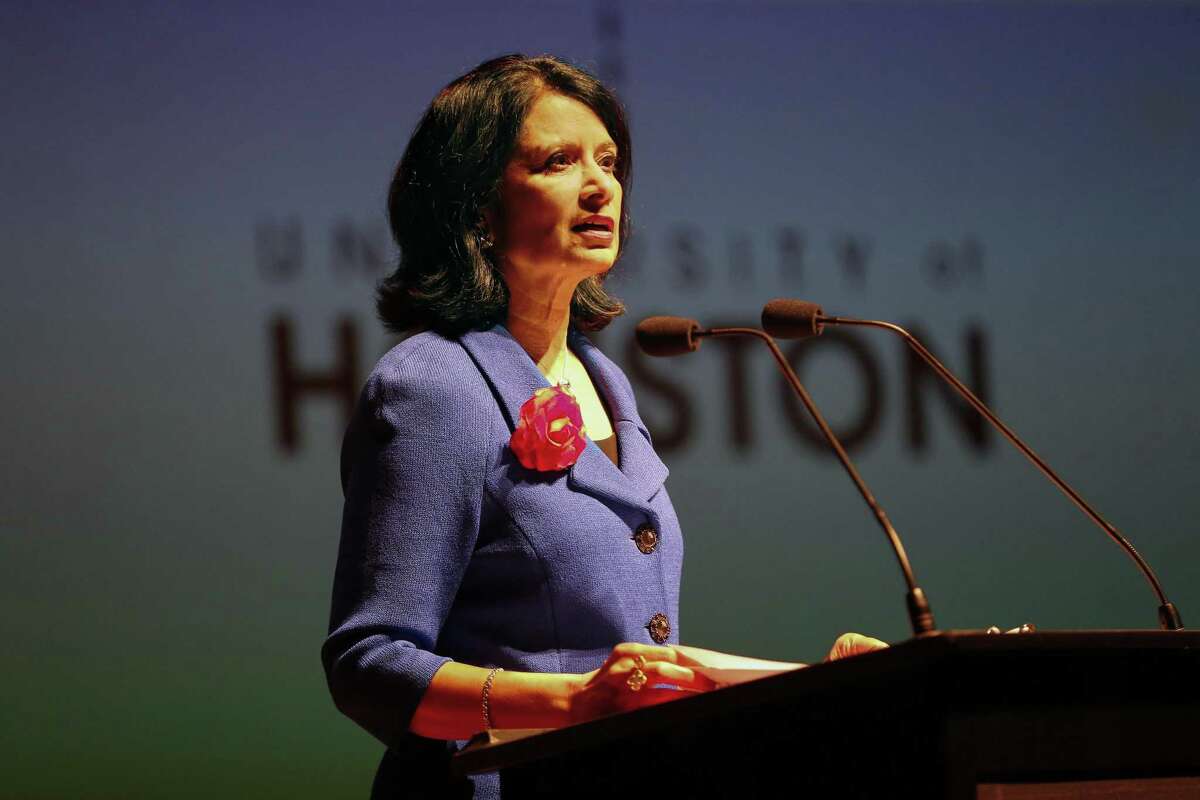 University of Houston President Renu Khato delivered her Fall Address in the Moores Opera House Wednesday, Oct. 10, 2018, in Houston.