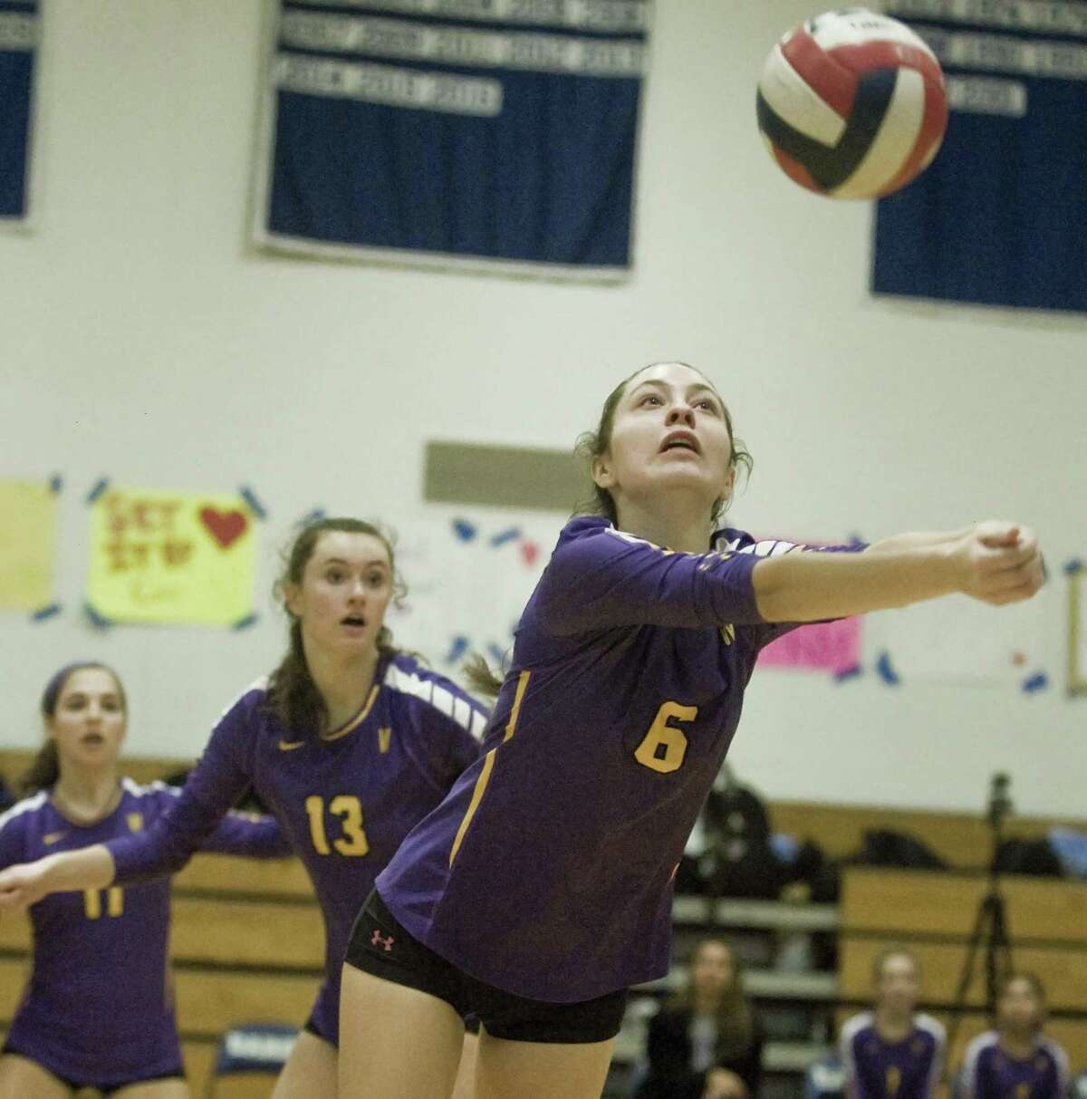 Westhill High School's Caroline Boyd returns the ball in a game against Darien High School, played at Darien. Monday, Oct. 22, 2018