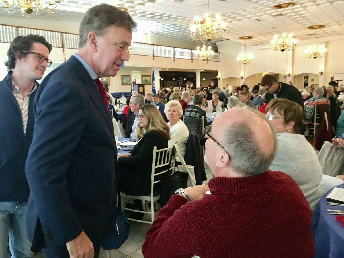 Democrat Ned Lamont, left, at the fall luncheon of the Association of Retired Teachers of Connecticut on at the Aqua Turf in Southington on Tuesday.