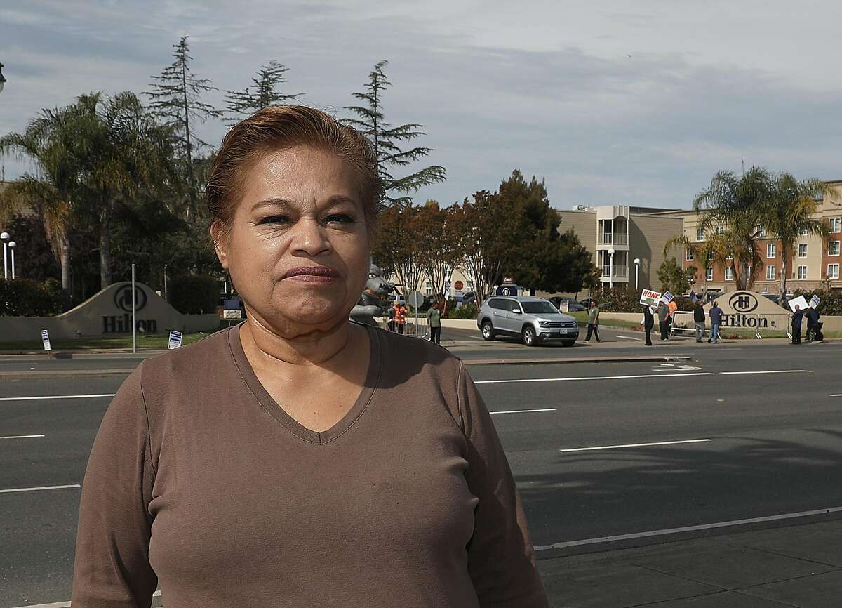Hotel housekeeper Blanca Smith talks of the frequency of sexual harassment and assault which tends to be ignored on Tuesday, Oct. 23, 2018 in Oakland, Calif.
