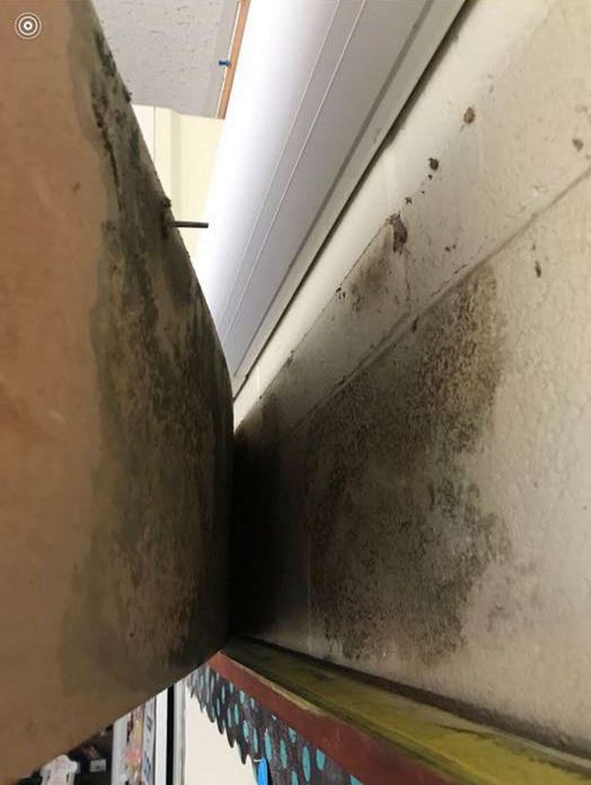 A photo posted on Facebook that shows what appears to be mold on a classroom wall at Dwight School. School officials say the issue is being addressed. Fairfield,CT. 10/24/18