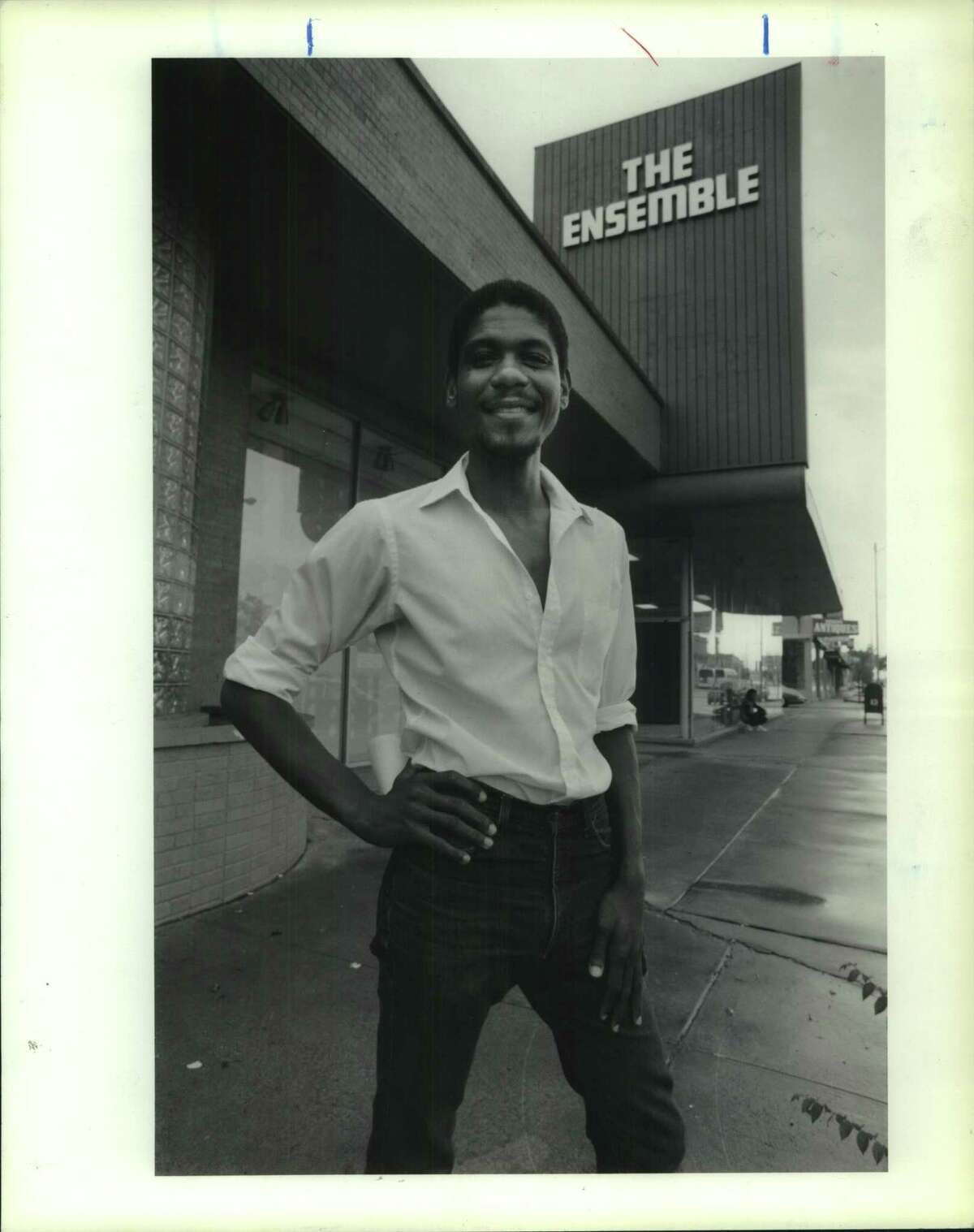 George Hawkins founded The Ensemble in 1975. The 43-year-old artistic director died Saturday. Standing outside The Ensemble Theater in Houston, Texas.