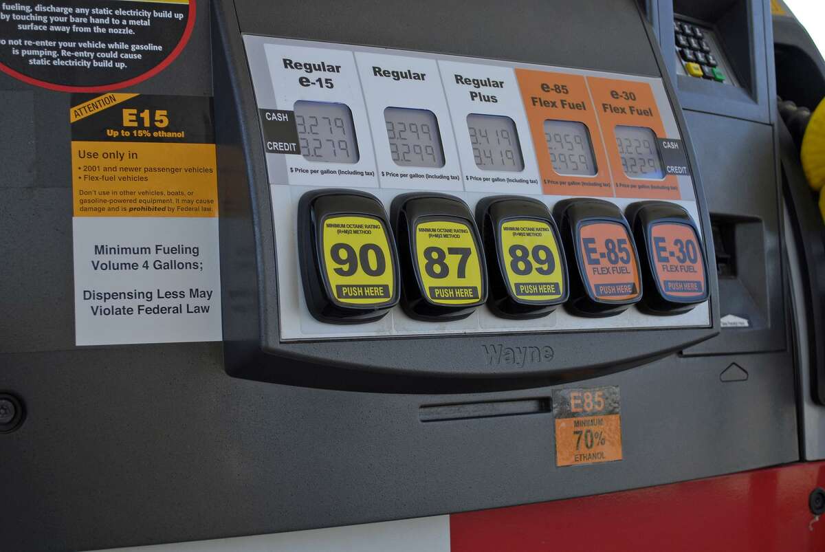 This July 11, 2012, handout photo provided by the Renewable Fuels Association shows a Lawrence, Kansas, fueling station pump with various grades of fuel, including E15, which contains 5 percent more ethanol than the current 10 percent norm sold at most U.S. gas stations.