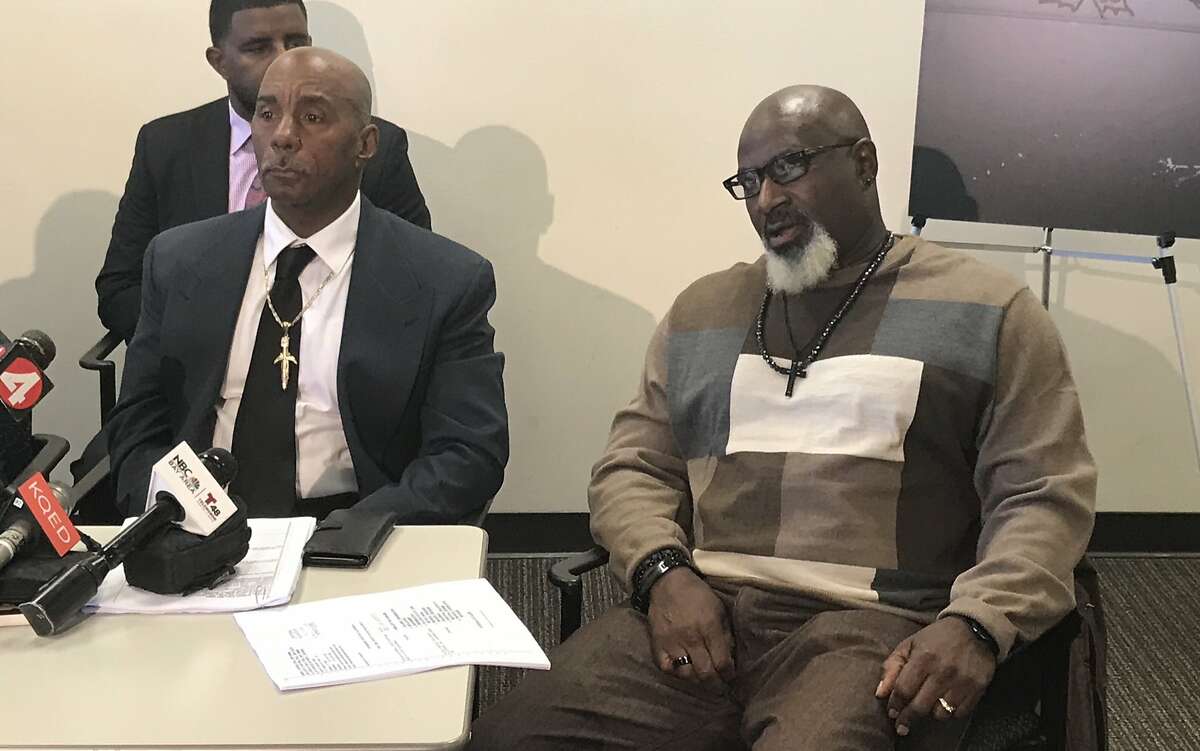 Craig Ogans, left, and Douglas Russell said they experienced a racially hostile environment while working at a Clark Construction site in San Francisco.