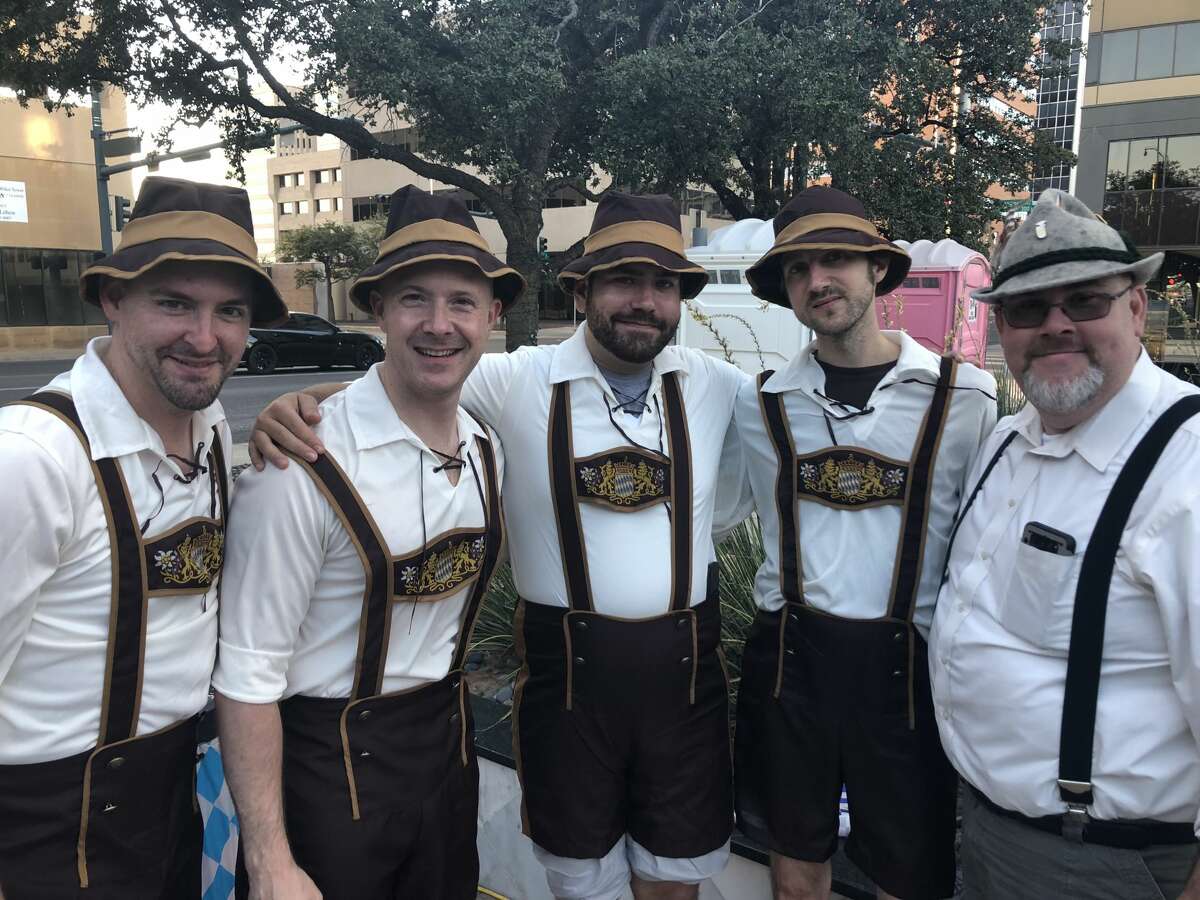 Oktoberfest: Ben Fairfield, from left, Eric Baker, Ethan Wills, Scott Millichamp and Kevin Young