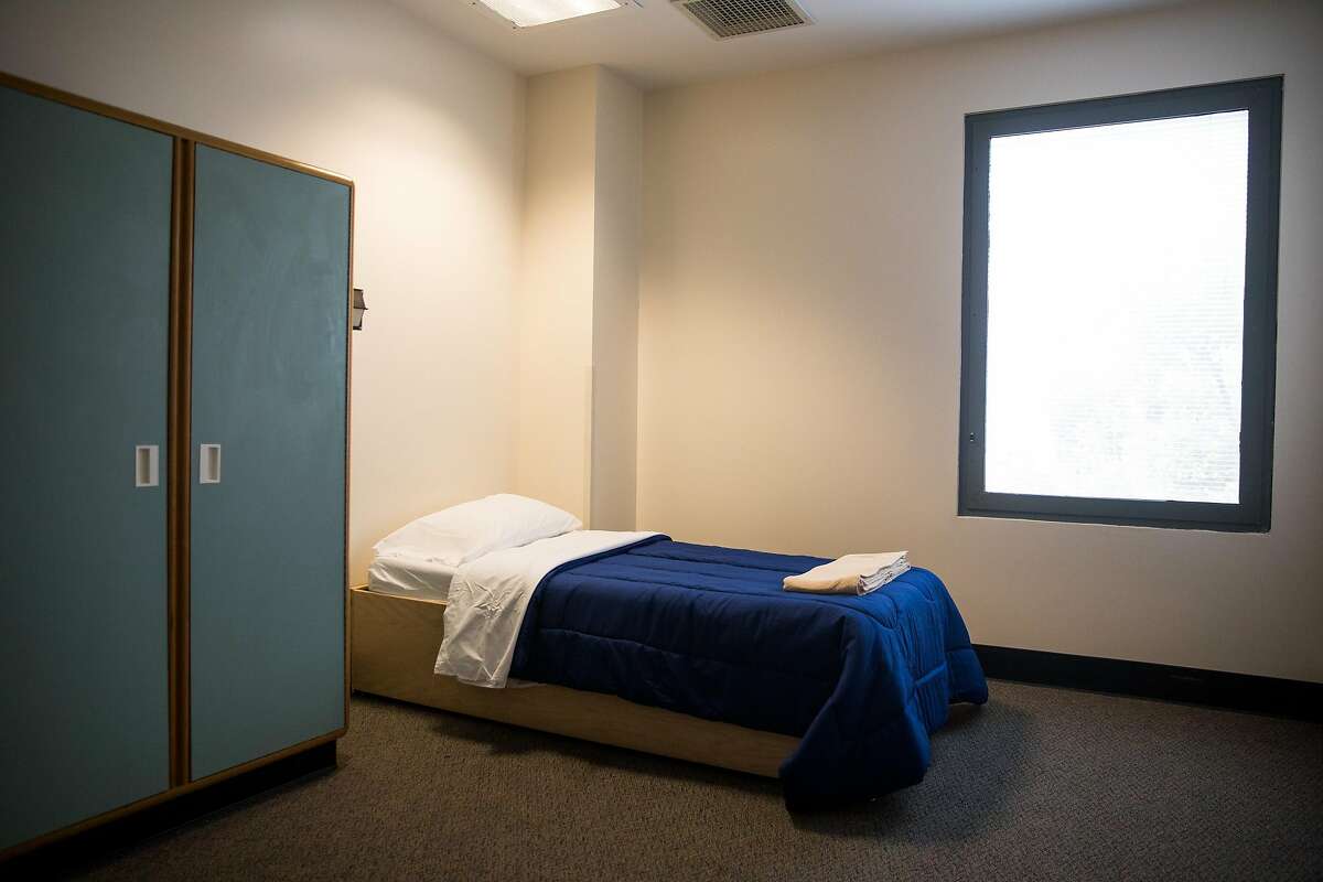 The sleeping quarters at the Hummingbird Navigation Center at the San Francisco General Hospital in San Francisco, Calif. Tuesday, August 29, 2017.