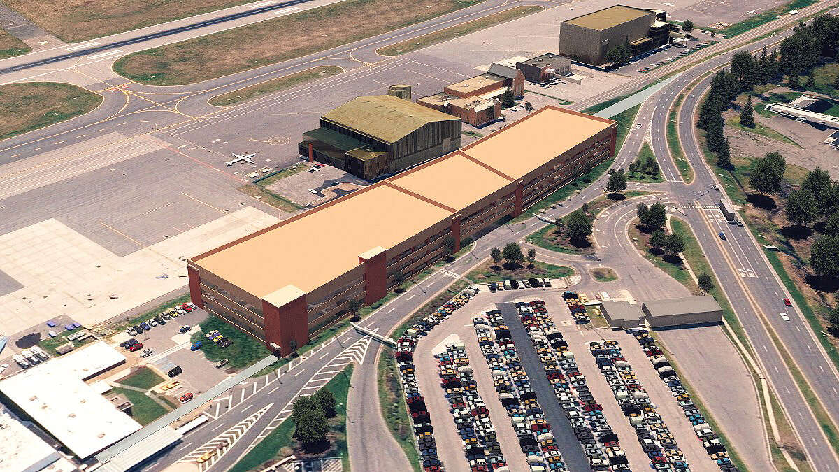 An artists's rendering of the new 1,000-car parking garage at Albany International Airport.