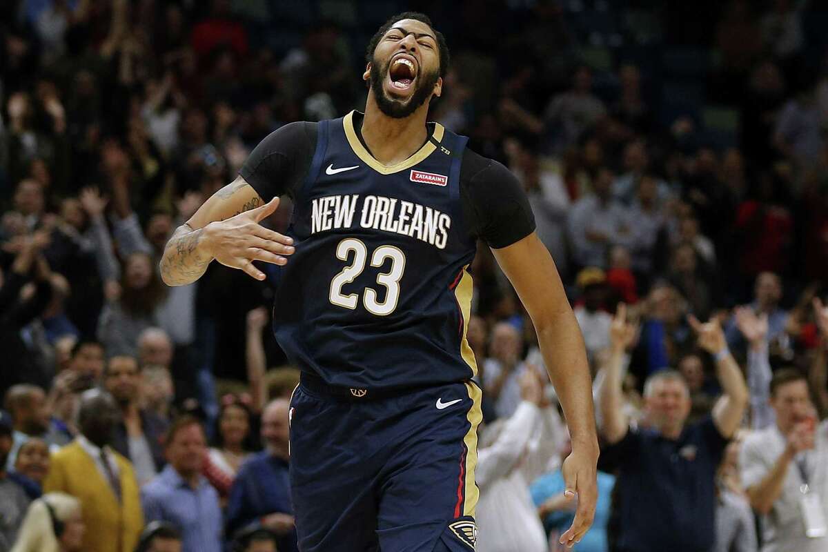 NEW ORLEANS, LA - OCTOBER 26: Anthony Davis #23 of the New Orleans Pelicans celebrates after a game against the Brooklyn Nets at the Smoothie King Center on October 26, 2018 in New Orleans, Louisiana. NOTE TO USER: User expressly acknowledges and agrees that, by downloading and or using this photograph, User is consenting to the terms and conditions of the Getty Images License Agreement. (Photo by Jonathan Bachman/Getty Images)