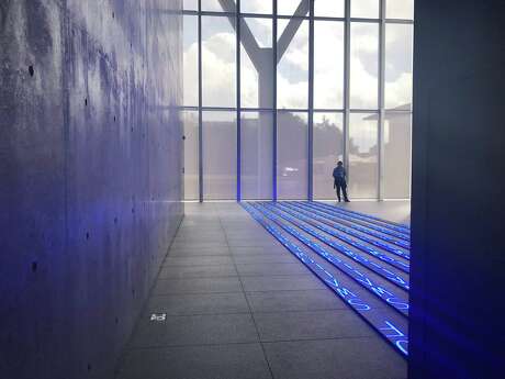 Jenny Holzer’s installation “Kind of Blue” is among numerous works by women artists on view in the Modern Art Museum of Fort Worth.