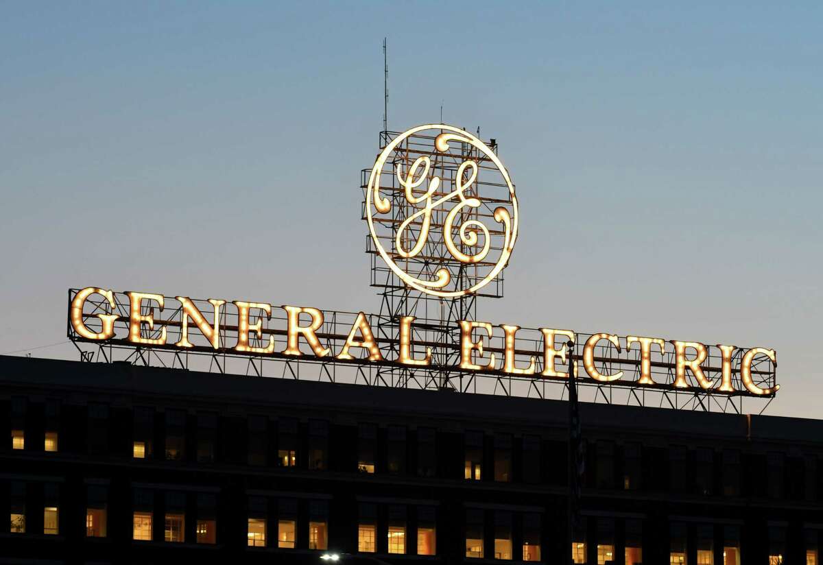 The General Electric sign is seen from Edison Avenue on Thursday, Aug. 9, 2018, in Schenectady, N.Y. (Will Waldron/Times Union)