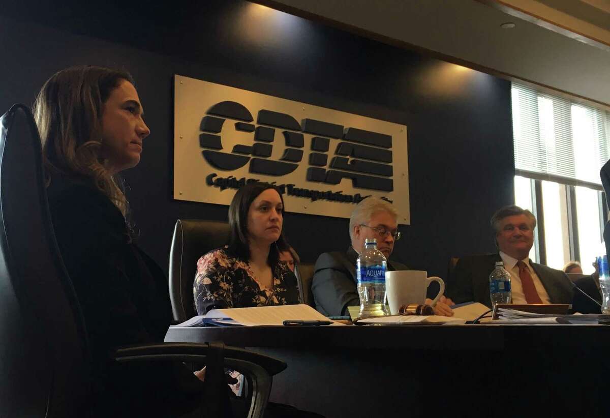Georgeanna Nugent, CDTA board of directors chairwoman, listens during the board of directors meeting on Wednesday afternoon at the CDTA office on110 Watervliet.