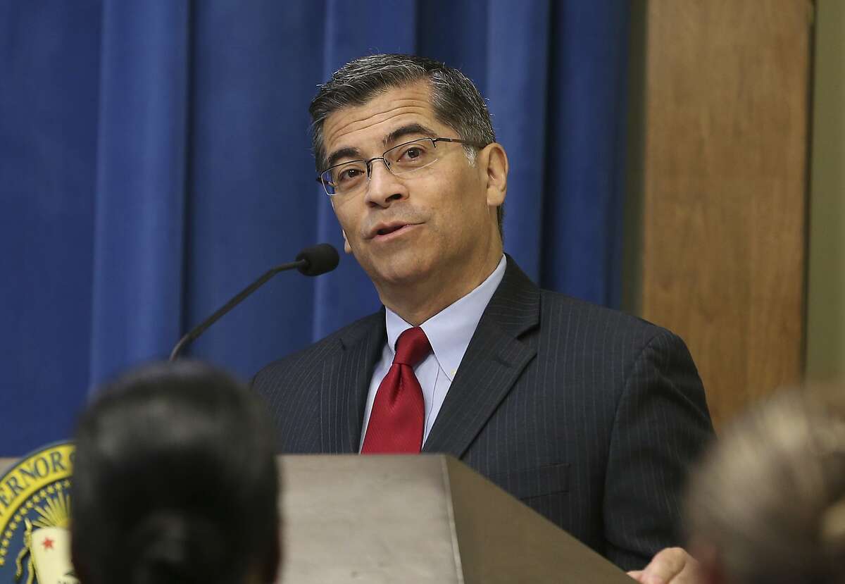 Attorney General Xavier Becerra speaks at the annual Governor's Public Safety Officer Medal of Valor ceremony Monday, Oct. 29, 2018, in Sacramento, Calif. Carl DeMaio, who is public face behind the Proposition 6 campaign to repeal a recent gas tax increase said he would attempt to recall Democratic Attorney General Becerra if the proposition fails. 