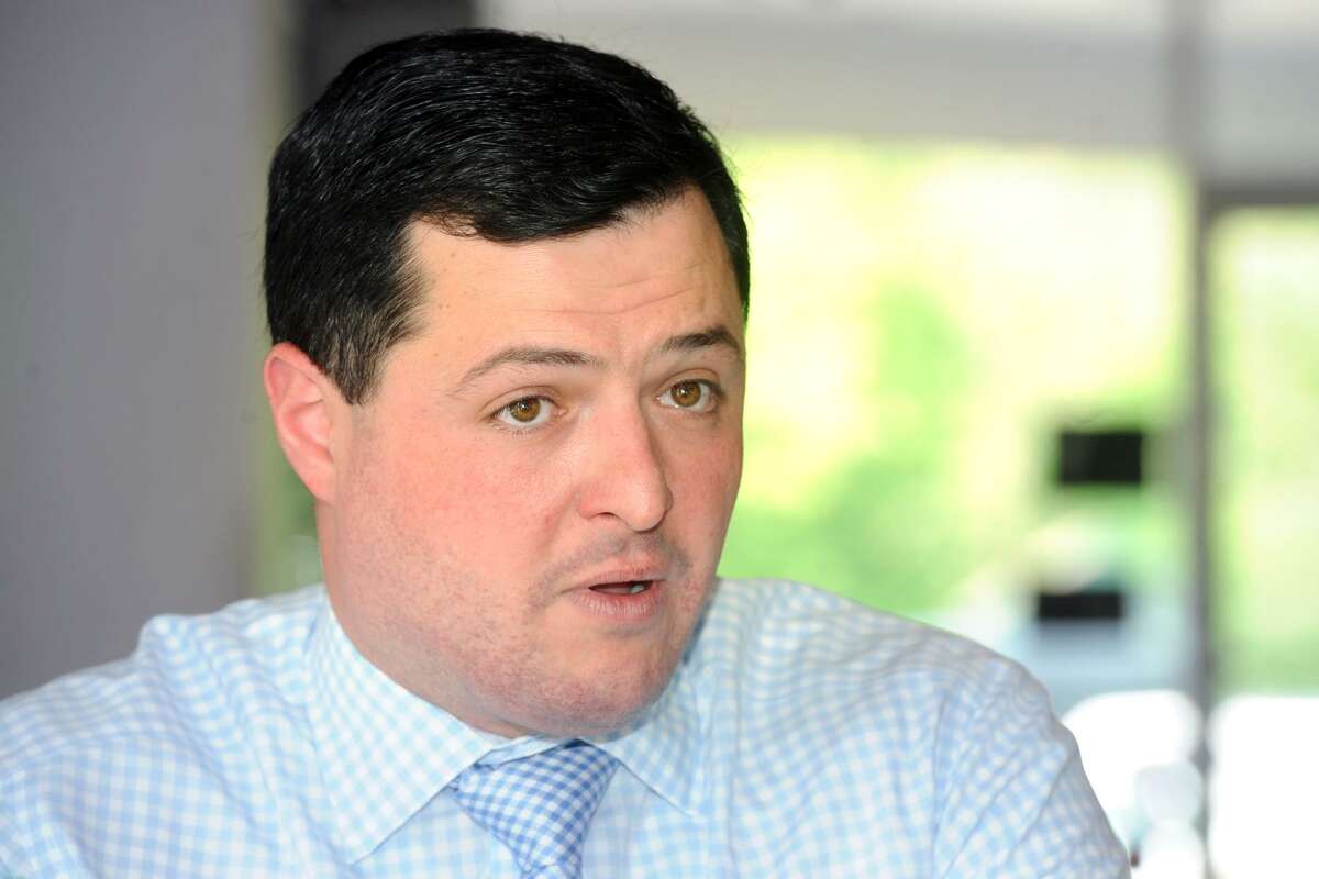 Former Republican candidate for Governor Tim Herbst speaks during an interview in Trumbull, Conn. May 25, 2018.