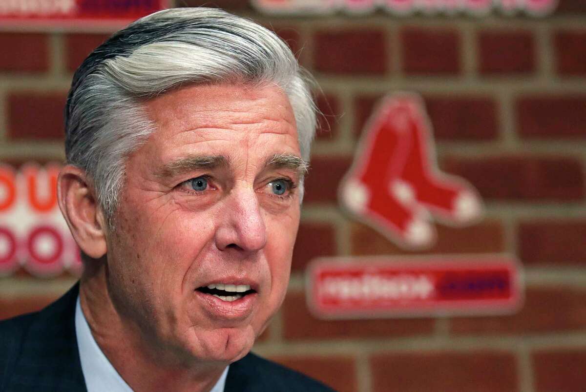 Boston Red Sox President of Baseball Operations Dave Dombrowski answers a reporter's question during a baseball news conference at Fenway Park in Boston, Thursday, Nov. 1, 2018. (AP Photo/Charles Krupa)