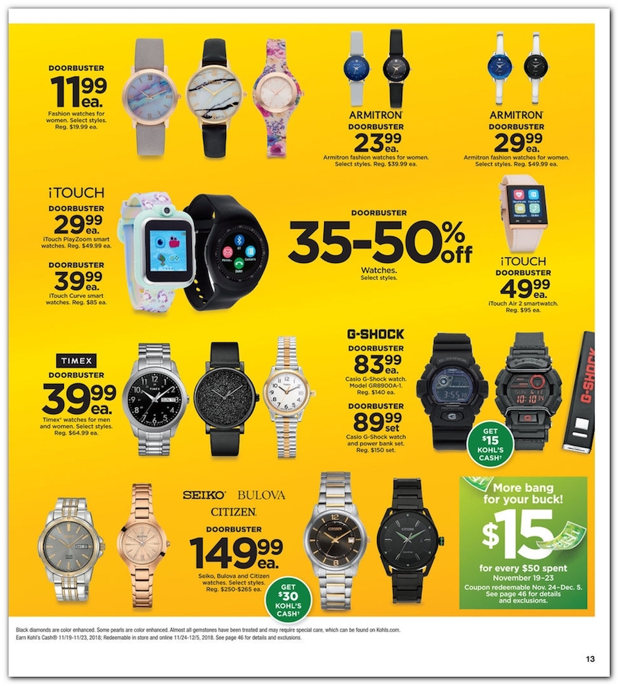 Kohls black sale friday watches