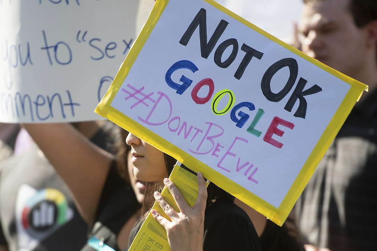 Workers protest Google’s handling of sexual misconduct allegations at the company's Mountain View headquarters in November 2018.