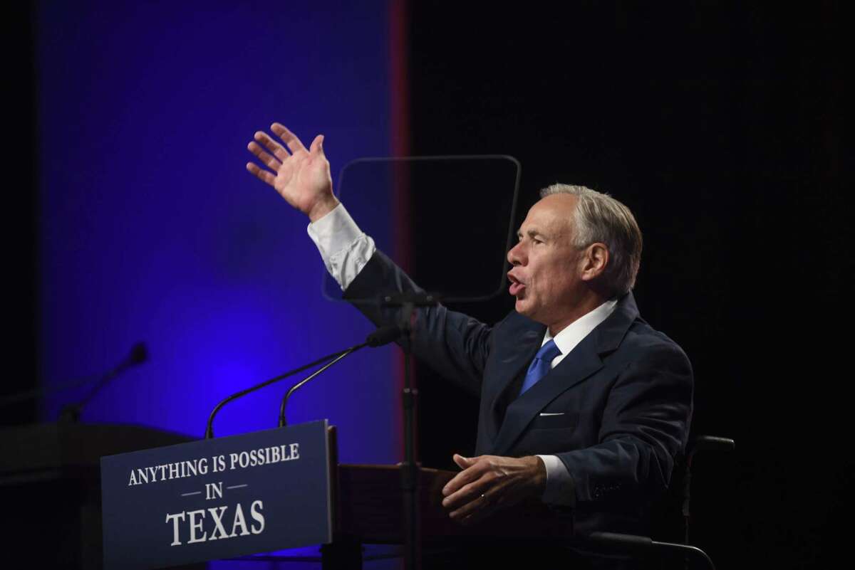 Gov. Greg Abbott speaks at the Republican Party of Texas convention at the Henry B. Gonzalez Convention Center on Friday, June 15, 2018.