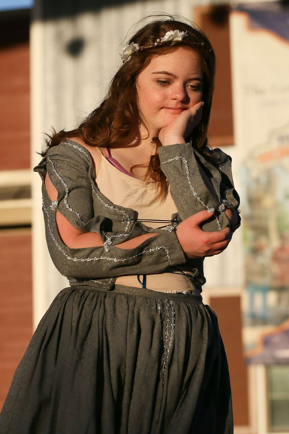 Leah Meyer, 18, takes part in a dress rehearsal for “Scenes, Sonnets and Soliloquies: Vol 1,” which includes snippets from several of Shakespeare’s plays. Meyer plays Juliet in the balcony scene from “Romeo and Juliet.”