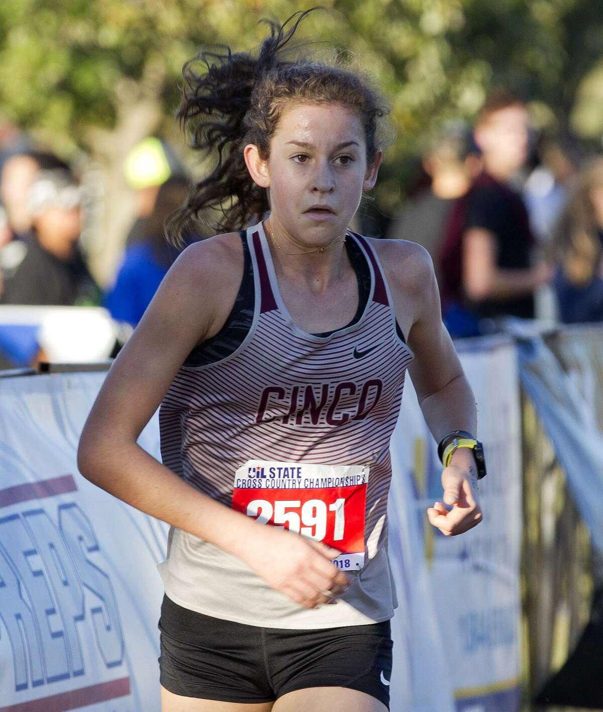 Sophie Atkinson of Cinco Ranch competes in the Class 6A girls race during the UIL State Cross Country Championships, Saturday, Nov. 3, 2018, in Round Rock. Atkinson finished ninth overall in the race.