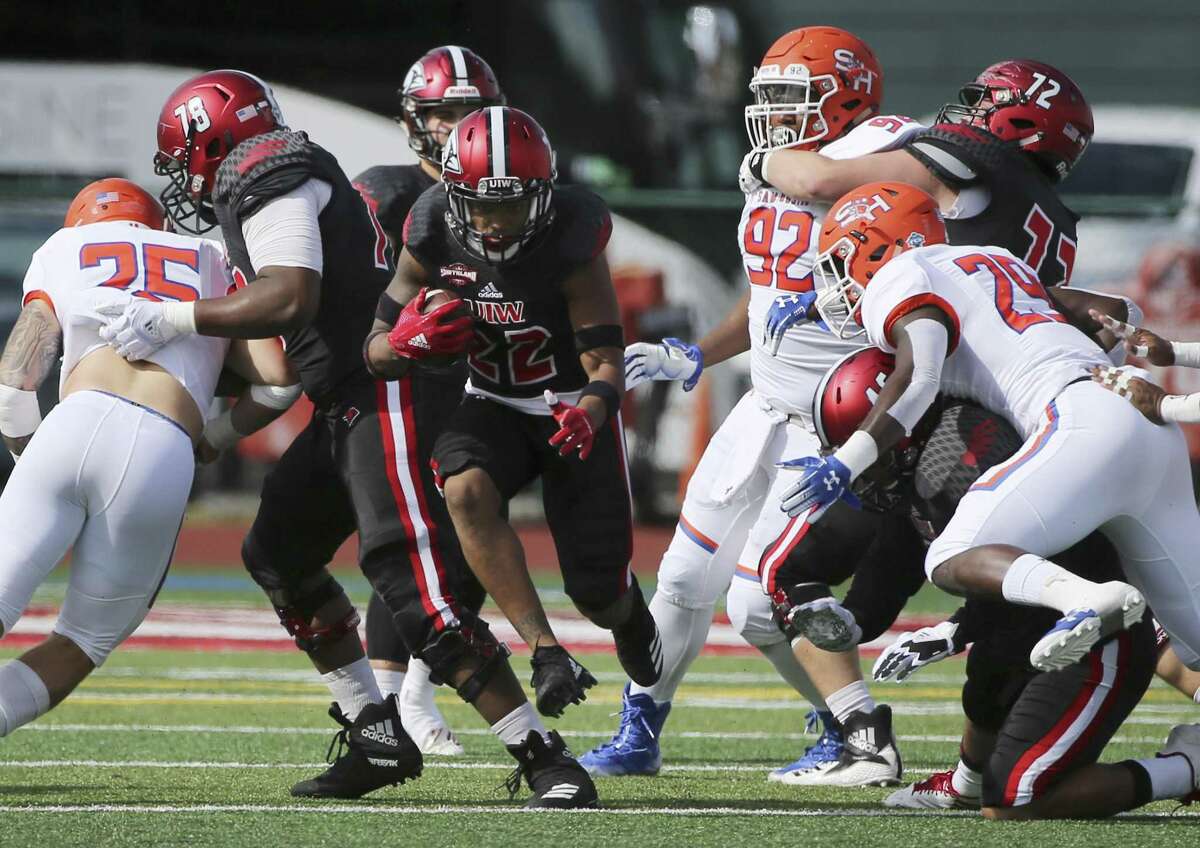 University of Incarnate Word's Ameer King (22) finds an opening to run against Sam Houston State during their football game at Benson Stadium at UIW on Saturday, Nov. 3, 2018. (Kin Man Hui/San Antonio Express-News)