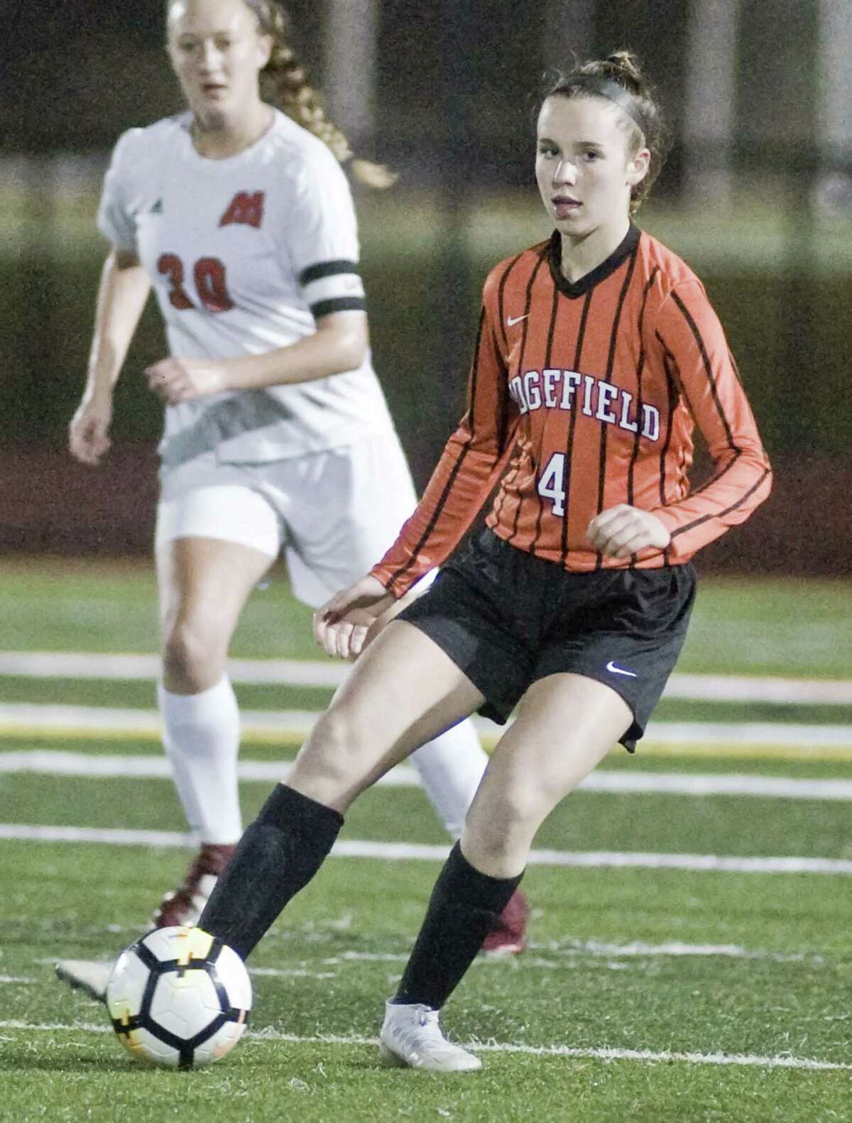Ridgefield High School in the Class LL girls soccer game against Manchester High School, played at Ridgefield. Monday, Nov. 5, 2018