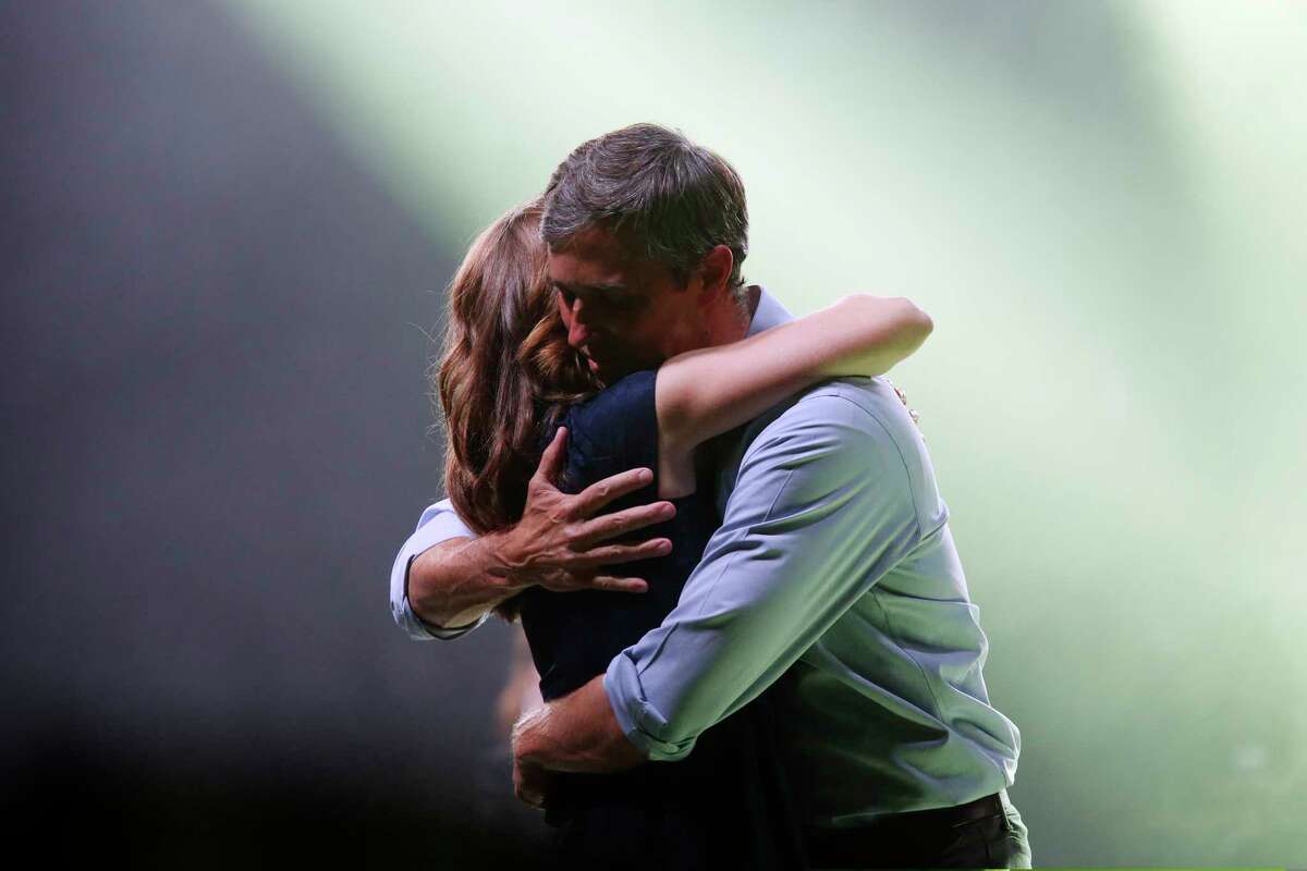 Beto O'Rourke hugs his wife, Amy Sanders, before conceding the election during a rally at Southwest University Park in El Paso, Texas, Tuesday, November 6, 2018. O'Rourke lost to imcumbent= U.S. Sen. Ted Cruz.