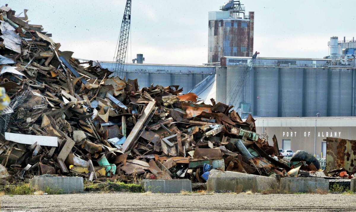 Scrap metal piled up at the Port of Rensselaer across from the Port of Albany Wednesday Nov. 7, 2018 in Rensselaer, NY. (John Carl D'Annibale/Times Union)