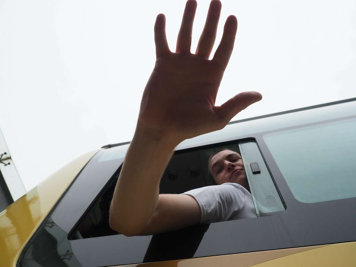 Cal sophomore forward Grant Anticevich waves goodbye to Shanghai as the team takes off for a side trip to Hangzhou.