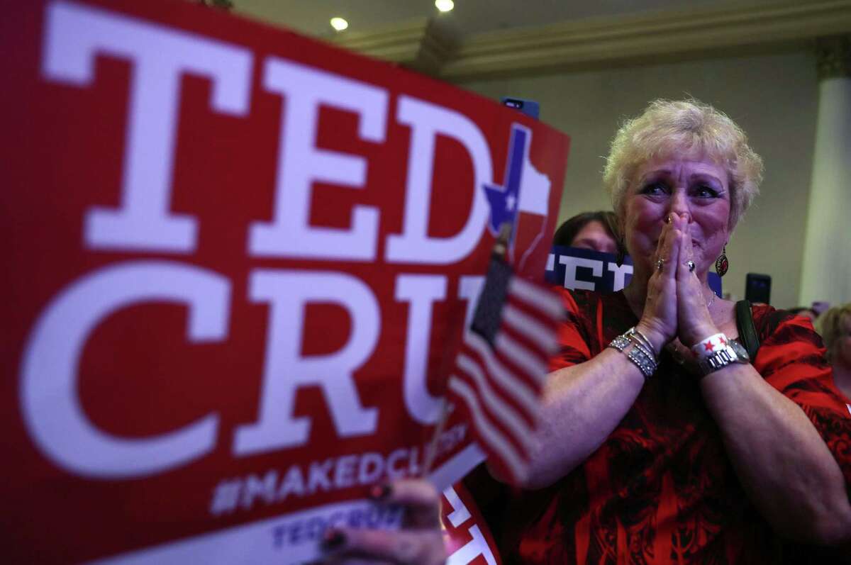 HOUSTON, TEXAS - NOVEMBER 06: Marie Rice reacts as it is announced that U.S. Sen. Ted Cruz (R-TX) won his race during his election night gathering at the Hilton Houston Post Oak on November 06, 2018 in Houston, Texas. Sen. Cruz defeated democratic challenger U.S. Rep. Beto O'Rourke (D-TX) to keep his Senate seat. (Photo by Justin Sullivan/Getty Images)