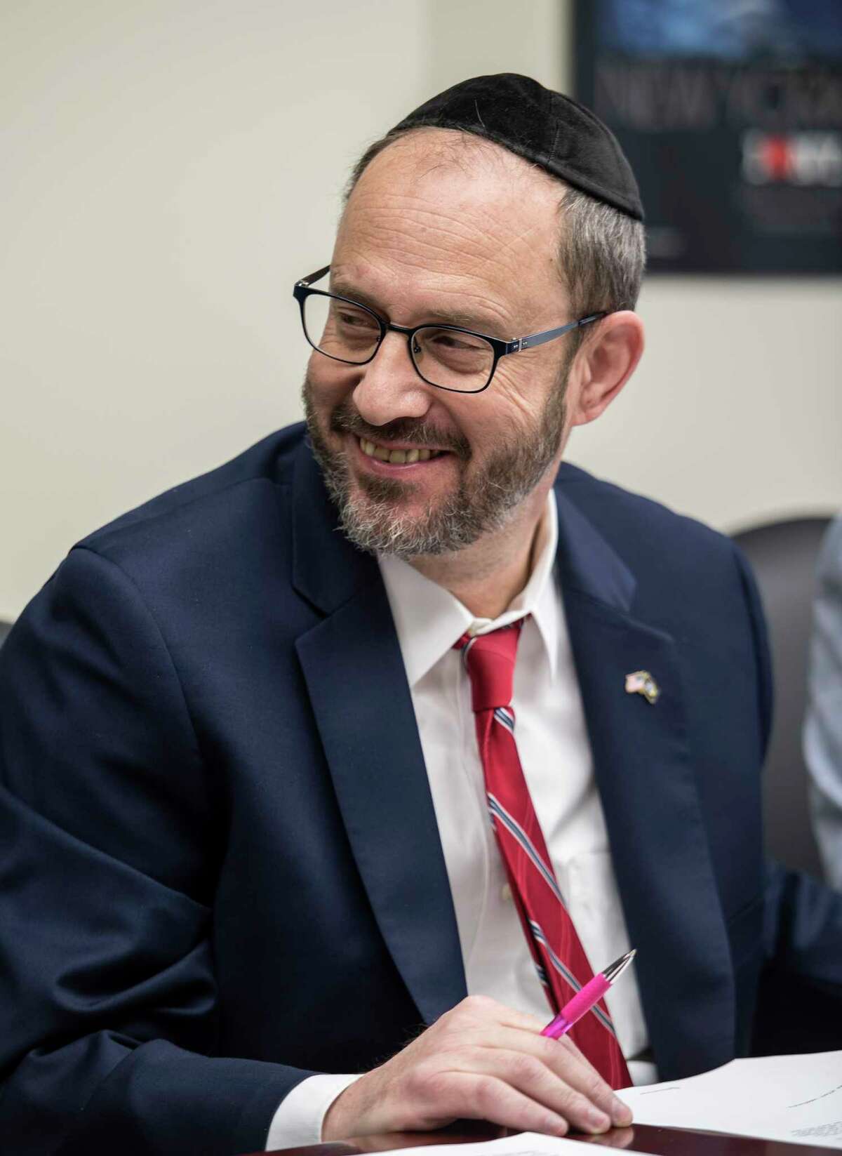 Senator Simcha Felder leads a committee meeting on Cities at the Legislative Office Building Thursday May 31, 2018 in Albany, N.Y. (Skip Dickstein/Times Union)