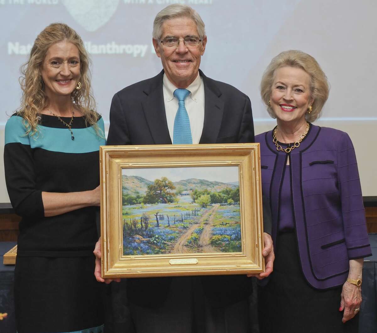 Tevis Herd and his family are awarded the Lifetime Achievement in Philanthropy 11/08/18 at the Association of Fundraising Professionals 25th annual National Philanthropy Day luncheon. Tim Fischer/Reporter-Telegram