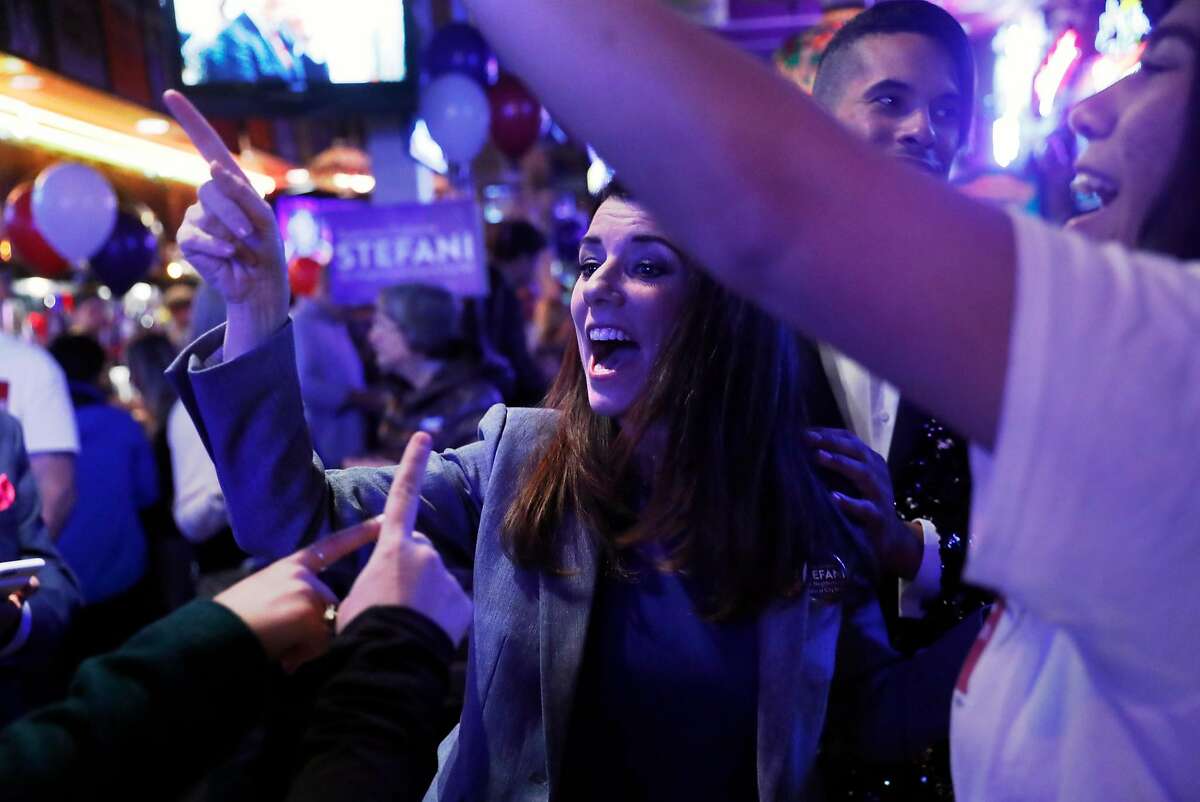 San Francisco District 2 Supervisor Catherine Stefani dances during her Election Day party at Silver Cloud in San Francisco, Calif.. on Tuesday, November 6, 2018.