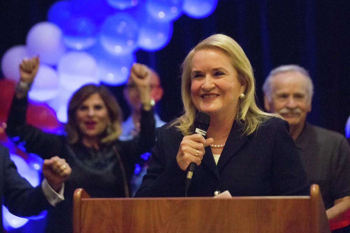 Sylvia Garcia accepts her victory in the race for United States Representative Texas 29th District, Tuesday, Nov. 6, 2018, in Houston.
