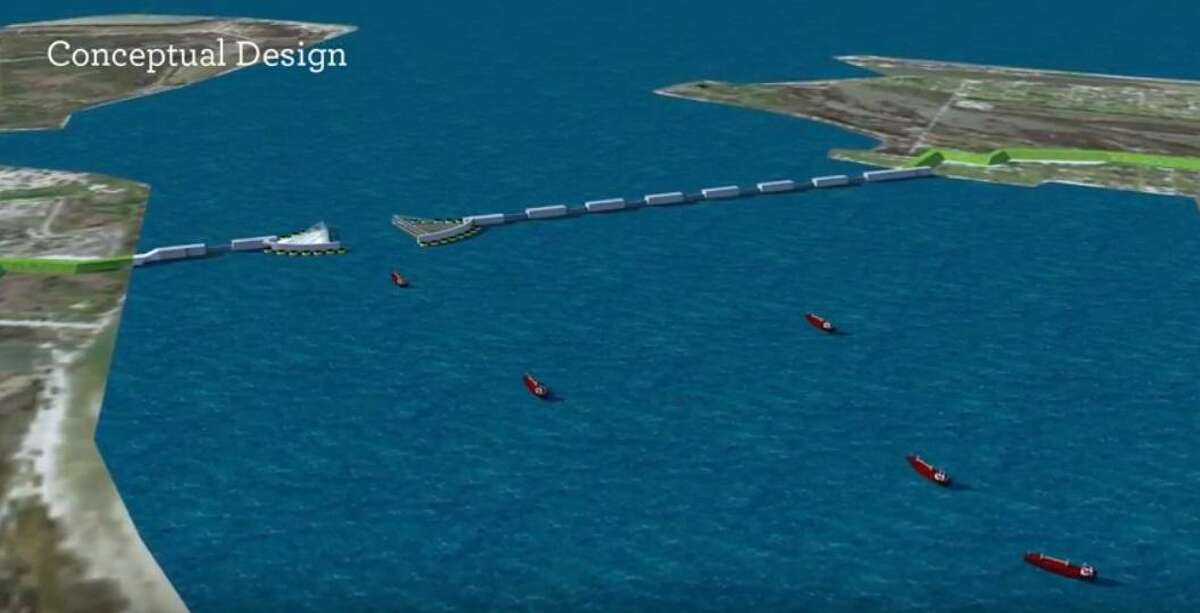 Pictured are conceptual designs for storm surge gates at the entrance of Galveston Bay. These would be part of a proposed barrier system that could provide protection against tropical storms and hurricanes.