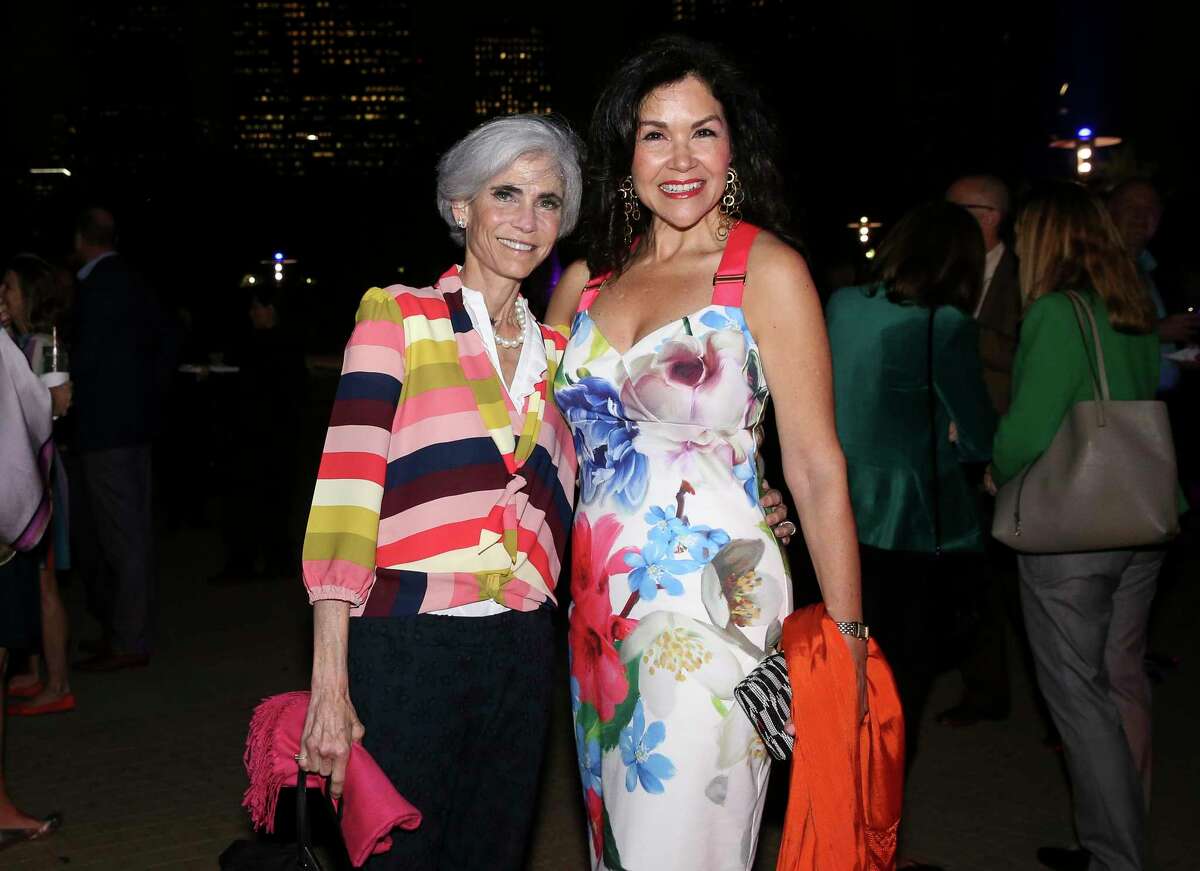 The "Color Outside the Lines" Buffalo Bayou Partnership Gala Honorees Judy Nyquist and Geraldina Wise pose for a photograph on Historic Sabine Street Bridge on Thursday, Nov. 8, 2018, in Houston.