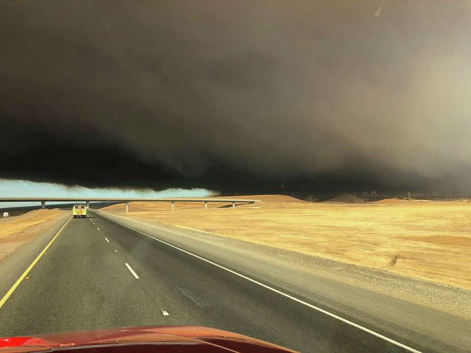 Dramatic black plumes of smoke from the Camp Fire near Chico. Photo: Oakland Firefighters Local 55 Facebook Page