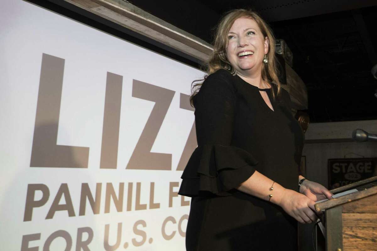 Lizzie Pannill Fletcher smiles as results are announced in her race against John Culberson for the 7th Congressional District seat in the House of Representatives on Tuesday, Nov. 6, 2018, in Houston.
