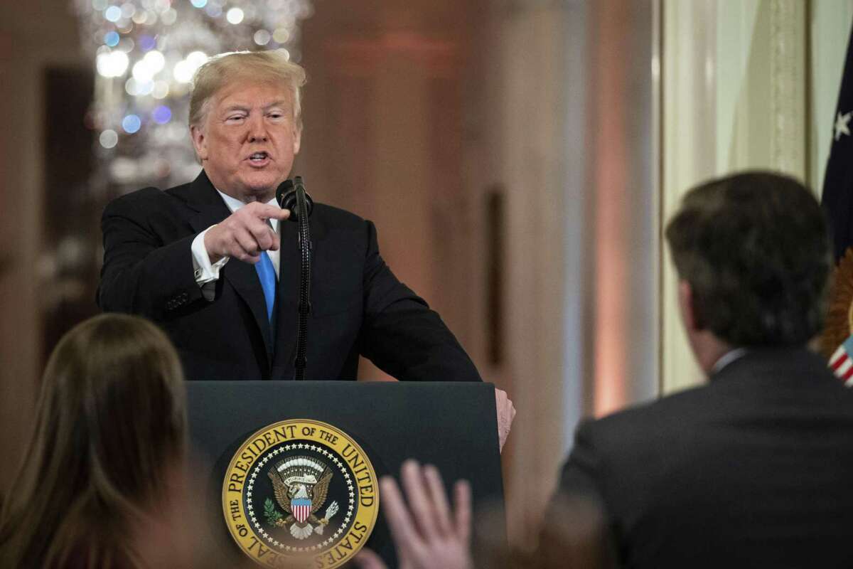 President Donald Trump argues with CNN reporter Jim Acosta during a news conference at White House on Wednesday.