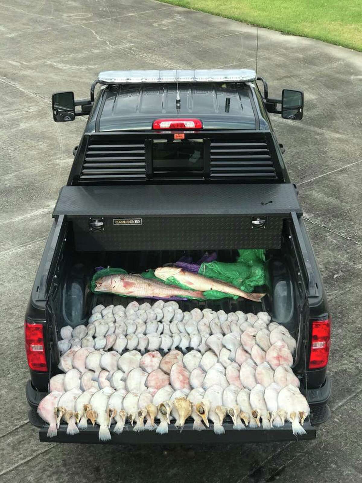 Jefferson County Game Wardens near Port Arthur recently seized 109 flounder from two men, well over the bag limit of two. >>> See the record fish caught by Texans. 