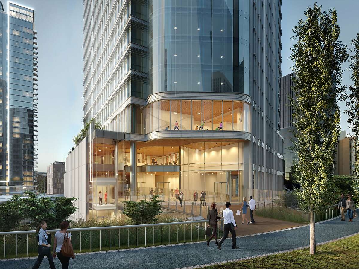 A rendering of the planned Parcel F tower that Salesforce has leased.