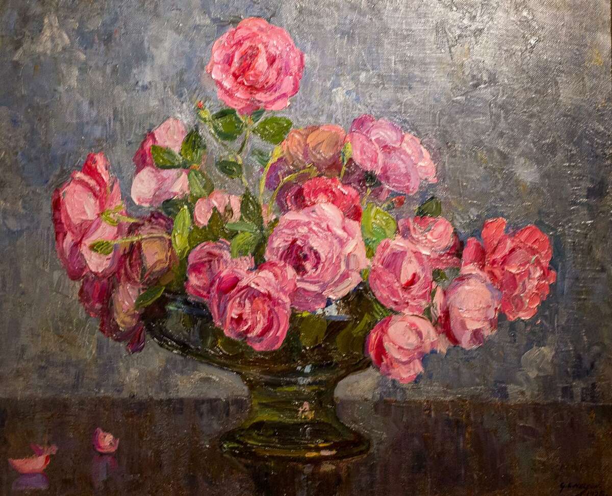 “Roses in Glass Bowl” by George Laurence Nelson