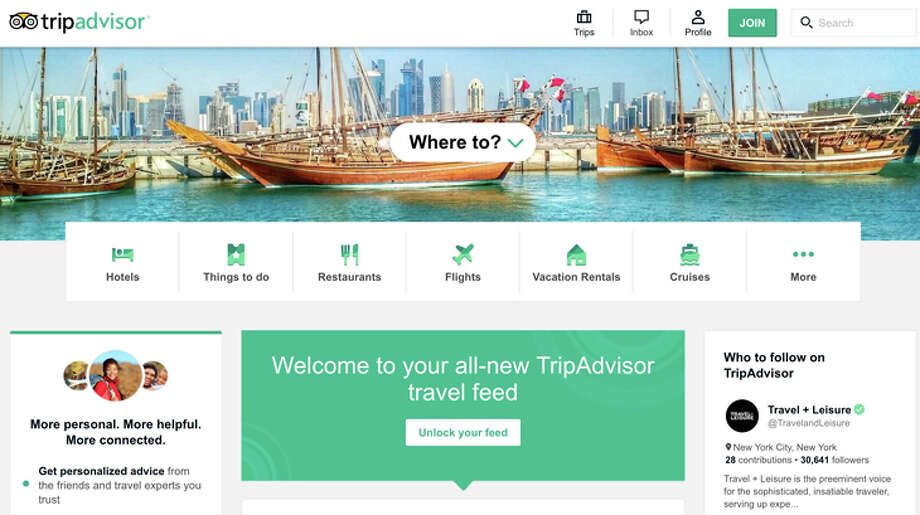 The New Tripadvisor Feels A Lot Like Facebook Sfgate The New Tripadvisor S Home Page Photo
