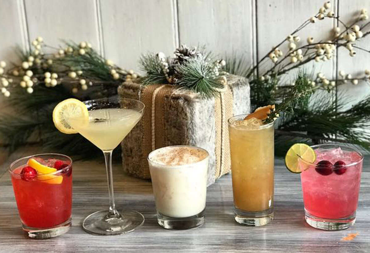 Winter cocktails at The Cuckoo's Nest in Albany include, from left, Fireside Whiskey Sour, Bees Knees, NOLA Milk Punch, Ginger-Pear Bourbon Smash and Yuletide Margarita. (Provided photo.)