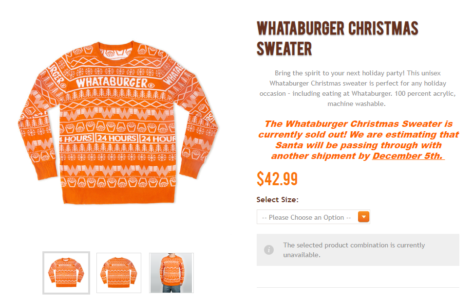 Whatasweater Whataburger stocking stuffer sells out in 24 hours
