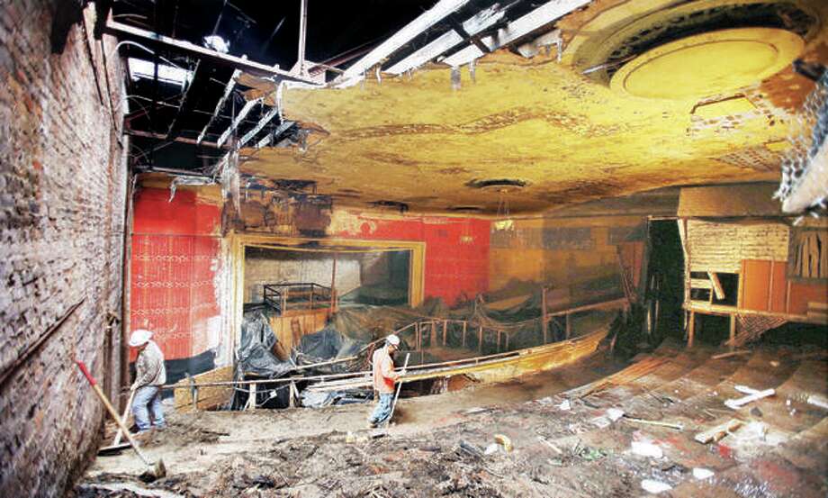 What S Next For The Grand Theatre New Owner Wants Your Workers Clear Debris Recently From The Balcony Of Grand Theatre With A View Overlooking