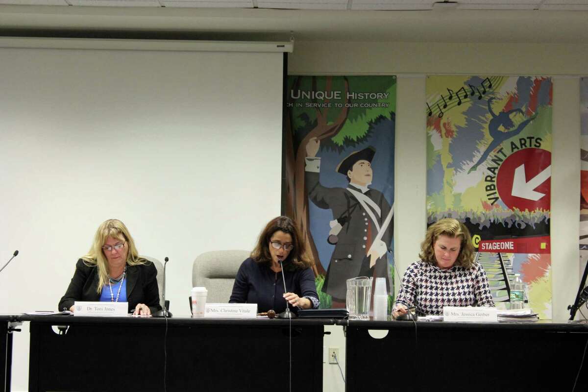 From left: Superintendent of Schools Toni Jones, newly elected Chairman Christine Vitale and re-elected Secretary Jessica Gerber.