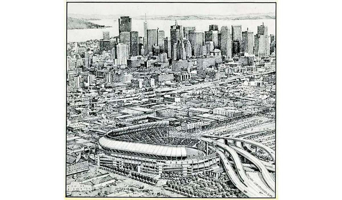 1987年位于第七街和汤森街的旧金山巨人体育场的概念图。